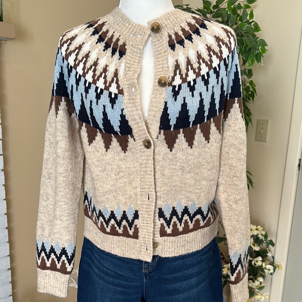 Patterned Cream and Brown Women's Sweater